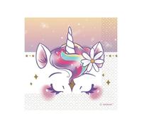 Lot de 16 serviettes « Licorne Dreams » - Décoration pour anniversaire d'enfant et fête licorne - Dimensions : 33 x 33 cm - En papier - Serviettes en papier - Napkins