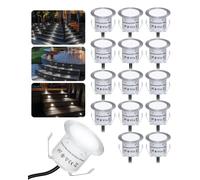 Lot de 16 Spot LED Encastrable Extérieur, IP67 Étanche Eclairage Escalier, Ø 32mm, Spot Encastrable Exterieur pour Terrasse Bois Piscine Jardin Escaliers Deck en Bois (Blanc Froid)