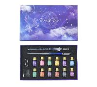 Lot de 16 stylos en verre dégradé pour ciel étoilé - 12 couleurs - Coffret cadeau pour l'école, le dessin, l'écriture, la calligraphie