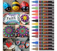 Lot de 16 stylos étanches à l'eau, marqueurs permanents à séchage rapide, stylos acryliques pour peinture de Pâques, travaux manuels, toile, verre, plastique, céramique, métal, mariage, livre d'or