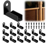 Lot de 16 supports de montage de clôture pour rails carrés de 2,5 x 2,5 cm, connecteurs de panneau de clôture en acier au carbone, connecteur interne noir