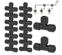 Lot de 16 T-shirts d'irrigation goutte à goutte 1/4 pouce | 16 pièces qui s'adaptent à l'arrosage goutte à goutte, joint double rapide avec accessoires de jardin anneau pour les combats d'arrosage à