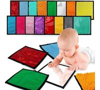 Lot de 16 tapis d'activités de développement doux pour nouveau-nés - Textures sensorielles multiples - Lavable en machine - Design adapté aux voyages - Tapis d'activités pour nourrissons