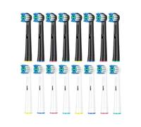 Lot de 16 têtes de brosse à dents électriques rondes de rechange avec poils doux et couvercles anti-poussière transparents pour un nettoyage efficace, essentiel pour les voyages et la maison (8 blancs