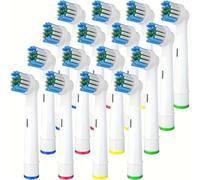 Lot de 16 têtes de brosse à dents électriques rondes de rechange avec poils doux et couvercles anti-poussière transparents pour un nettoyage efficace, essentiel pour les voyages et la maison (16