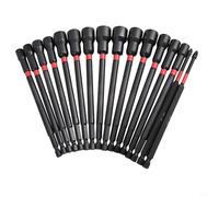 Lot de 16 tourne-écrous magnétiques pour perceuses, comprend 8 tournevis métriques et 6 tournevis SAE avec tige de 15,2 cm de long