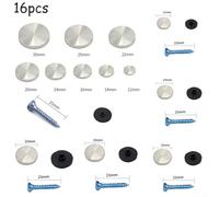 Lot de 16 vis en acier inoxydable chromé avec finition miroir pour couvrir les vis filetées pour meubles, verre, panneaux de bain et signalisation (18 mm)