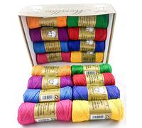 ▷ Lot de 16 zeppelines Ne 5/2 assorties de couleurs foncées en coton perlé 100 % égyptien mercerisé pour le crochet ou le tricot avec une finition élégante.