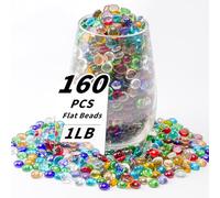 Lot de 160 à 180 petites billes en verre plates de 0,5 kg, mini galets ronds plats pour remplissage de vase et fleurs, pierres précieuses décoratives pour la maison et l'aquarium
