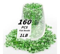 Lot de 160 à 180 petites billes en verre plates vertes de 0,5 kg, mini galets ronds plats pour remplissage de vase et fleurs, pierres précieuses décoratives pour la maison et l'aquarium