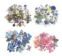 Lot de 160 autocollants en forme de papillon et de plantes florales, autocollants transparents, imperméables, style floral pour loisirs créatifs, scrapbooking, cahiers