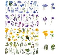 Lot de 160 autocollants floraux transparents Autocollants pour Scrapbooking Plantes Naturelles Autocollants Vintage Stickers Fleurs Colorées pour Journal DIY Artisanat Album Téléphone