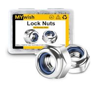 Lot de 160 écrous de verrouillage hexagonaux M6 insérés en nylon 304 en acier inoxydable M6 - Finition brillante - Pour boulons M6 x 1,0 Mywish