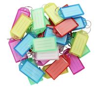 Lot de 160 étiquettes en plastique pour clés - 8 couleurs - Avec porte-clés fendu, étiquettes vierges - Films de protection transparents pour les bagages.