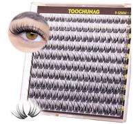 Lot de 160 extensions de cils individuels Wispy - Cils individuels de 9 à 12 mm - Cils naturels - Courbure CD - Manga - Russes - Bande fine TOOCHUNAG