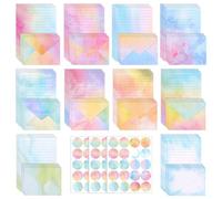 Lot de 160 feuilles de papier à lettre avec enveloppes, 50 feuilles A5 lignées et 50 enveloppes avec 60 autocollants, 10 couleurs aquarelle Papier à lettre pour invitations de mariage fille
