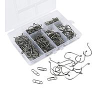 Lot de 160 hameçons barbelés à œillets en métal pour pêche en eau salée douce et eau salée