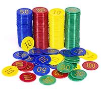 Lot de 160 jetons de poker en plastique avec boîte de rangement, les jeux de blackjack ou de roulette, les fêtes de casino (160 pièces)