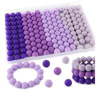 Lot de 160 perles en silicone de 12 mm de couleurs mélangées pour la fabrication de porte-clés, perles en silicone de 12 mm pour la fabrication de stylos et de bracelets (violet)