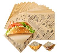 Lot de 160 sacs en papier pour hamburgers, frites, sandwichs, hot-dogs, pour hamburgers, sandwichs, hot dogs, 15 x 15 cm