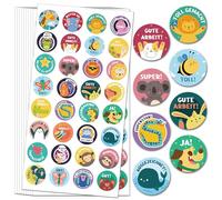 Lot de 1600 autocollants de récompense - 25 mm - Autocollants de motivation pour enfants - 32 motifs autocollants de récompense - Autocollants de récompense allemands - Autocollants d'animaux de zoo