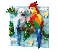 Lot de 1600 micro blocs mosaïque 3D pour perroquet | Puzzle de briques pour adulte offrant un soulagement profond de l'anxiété, une décoration botanique romantique et un triomphe