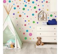 Lot de 161 stickers muraux pour chambre d'enfant et fille, pour chambre de bébé, à pois multicolores, décoration de chambre de bébé