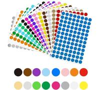 Lot de 1632 pastilles adhésives rondes de 15 mm - 16 couleurs - Code couleur - Pour bureau, école, calendrier, cartes