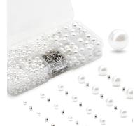 Lot de 1670 perles artificielles avec clous rivetés pour machine à perler Accessoires ABS sans trou Outils de bricolage Blanc
