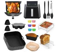 Lot de 17 accessoires pour friteuse à air chaud Ninja AF180EU/AF140EU, accessoires pour ninja - Moule en silicone - Moule à pain - Grille de barbecue, moule à muffins - Pince de cuisine - Papier