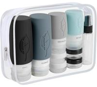 Lot de 17 bouteilles de voyage à remplir, en silicone, anti-fuite, sans BPA, pratiques pour lotion, gel douche, après-shampoing