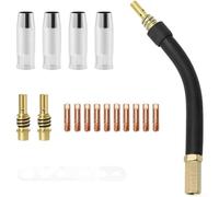 Lot de 17 composants de torche de soudage compatibles avec les soudeurs électriques Chicago y compris le cou et les embouts (kit de cou 0,8 mm)