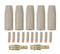 Lot de 17 consommables de soudage MIG pour torche 15AK avec embouts revêtus et supports de pointes conçus pour réduire l'adhérence des scories et un fonctionnement fluide (0,6 mm)