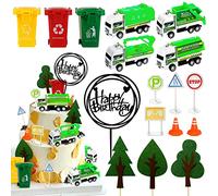 Lot de 17 décorations de gâteau en forme de camion poubelle pour fête d'anniversaire pour la gestion des déchets
