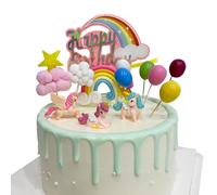Lot de 17 décorations de gâteau licorne arc-en-ciel - Décoration de gâteau d'anniversaire Ballons nuage lune étoiles Décoration de cupcake pour fille enfant femme fête d'anniversaire Pony Ange Topper