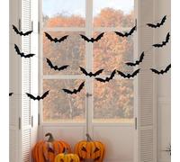 Lot de 17 décorations d'Halloween pour l'extérieur et l'intérieur - Chauve-souris - Décoration de fenêtre d'Halloween - Pour fête, salon, haunte, balcon, bannière chauve-souris - Décoration esthétique