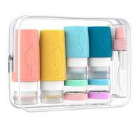 Lot de 17 flacons de voyage en silicone, utilisés pour stocker shampooing, après-shampooing, lotion et savon, fournitures de voyage de vacances, anti-fuite et réutilisable, un récipient d'articles de