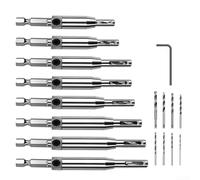 Lot de 17 forets à charnière à centrage automatique, rainure HSS pour trous pilotes, tige de 6 mm, compatible avec perceuses électriques, pour installation de porte et d'armoire