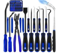 Lot de 17 Médiators de Précision et Crochet pour Joint d'huile joint Torique Spatule Outils Demontage Garniture Voiture Ramassage Magnétique Télescopique Grattoir à Joint Retrait Du Clip (Bleu)