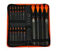 Lot de 17 outils de limage avec sac de transport pour valise, acier allié T12 forgé de haute qualité, plat de précision, pour meuleuse triangulaire/semi-circulaire