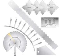 Lot de 17 outils de luthier pour guitare - Jauge de rayon de guitare, jauge d'action des cordes, jauge d'épaisseur - Jauges de rayon crantées pour guitare électrique