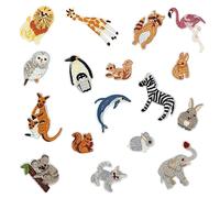 Lot de 17 patchs brodés en tissu - Motif animal - Décoration faite à la main - Pour jeans, doudounes, hauts