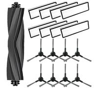 Lot de 17 pièces de rechange pour aspirateur robot MOVA/S10/S10 Plus, comprend 1 brosse principale, 8 filtres HEPA, 8 brosses latérales