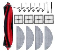 Lot de 17 pièces de rechange pour robot aspirateur Roborock Q10 S5/Q10 S5+/Q10 X5/Q10 X5+, kits d'accessoires, 1 brosse principale 4 filtres HEPA 4 tampons de serpillère 6 brosses latérales 2 outils