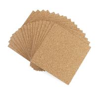 Lot de 17 plaques de liège autocollantes - 1 mm d'épaisseur - 10 x 10 cm - Rectangulaires - Pour dessous de verre en liège, tapis en liège, décoration de table, décoration murale, bricolage