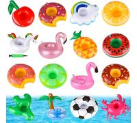 Lot de 17 porte-gobelets gonflables pour piscine, dessous de verre pour boissons, porte-bouteille gonflable, porte-bouteille flottant pour famille, piscine, fête