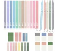Lot De 17 Surligneus Pastels, 12 Sans Saignement Feutre Aesthetic Surligneurs, 5 Stylos Fineliner Et Notes Autocollantes, Feutre Pastel Fourniture Bureau Pour Carnet Secret Fille[Z434]