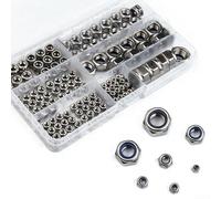 Lot de 170 écrous de verrouillage avec insert en nylon et acier inoxydable pour M3 M5 M6 M8 M10 avec boîte de rangement Protection contre la rouille