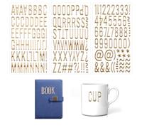 Lot de 170 lettres autocollantes dorées de 2,5 cm - Lettres de l'alphabet A à Z - Autocollants 3D à paillettes pour scrapbooking, boîte aux lettres, loisirs créatifs, décoration