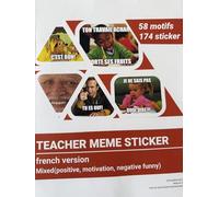 Lot de 174 autocollants & autocollants pour enseignants de français - 58 motifs - Idéal pour l'enseignement du français, l'école, la motivation - Memes d'enseignants pour partitions - Stickers